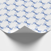 Watercolor Christmas Blue Bows Geschenkpapier (Ecke)