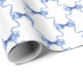 Watercolor Christmas Blue Bows Geschenkpapier (Rolleneckpunkt)