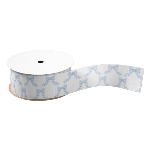Watercolor Christmas Blue Bows Ripsband (Spule)