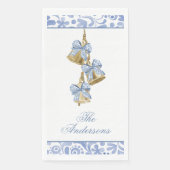 Watercolor Christmas Blue Chinoiserie Bow Bells Serviette (Vorderseite)
