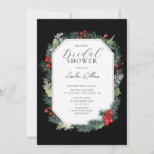 Watercolor Christmas Bridal Shower Einladung (Vorderseite)