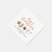 Watercolor Christmas cookie drinks candy cane Serviette (Ecke)