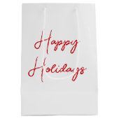 Watercolor Christmas Cows With Santa Hat Mittlere Geschenktüte (Rückseite)