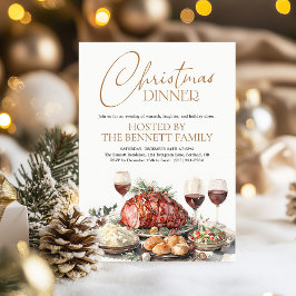 Watercolor Christmas Dinner Party Holiday Rustic Einladung