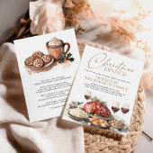 Watercolor Christmas Dinner Party Holiday Rustic Einladung