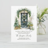 Watercolor Christmas Door Moving Announcement Ankündigung (Stehend Vorderseite)