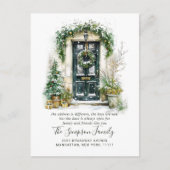 Watercolor Christmas Door Moving Announcement Postkarte (Vorderseite)