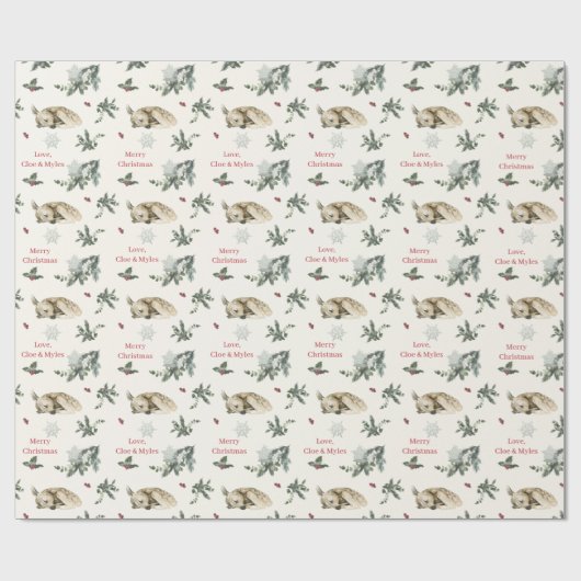 Watercolor Christmas Elegant Wrapping Paper Geschenkpapier (Flach)