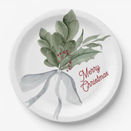 Watercolor Christmas Foliage Pappteller