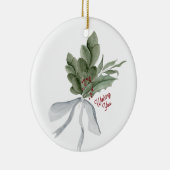 Watercolor Christmas Foliage Personalized Keramik Ornament (Rechts)