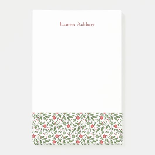 Watercolor Christmas Foliage Post-It Notes Klebezettel (Vorderseite)