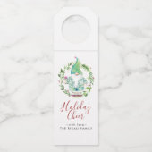 Watercolor Christmas Gnome Flaschenanhänger (Vorderseite)