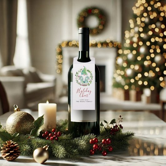 Watercolor Christmas Gnome Flaschenanhänger