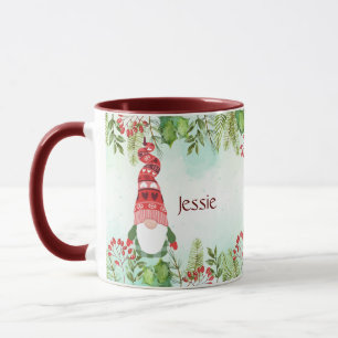 Watercolor Christmas Gnome Individuelle Name  Tasse