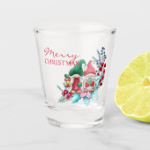 Watercolor Christmas Gnome Schnapsglas (Vorderseite)
