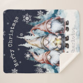 Watercolor Christmas Gnomes Personalized Sherpadecke (Vorderseite (Horizontal))