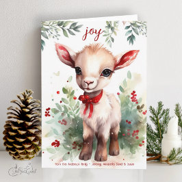 Watercolor Christmas Goat Baby Joy Karte