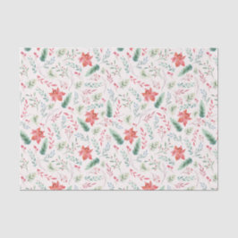 Watercolor Christmas Green Red Florins Off White Seidenpapier