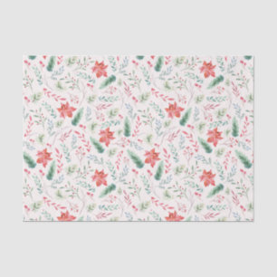 Watercolor Christmas Green Red Florins Off White Seidenpapier