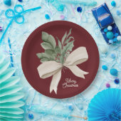 Watercolor Christmas Greenery Personalized Pappteller (Party)