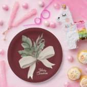 Watercolor Christmas Greenery Personalized Pappteller (Party)