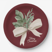 Watercolor Christmas Greenery Personalized Pappteller (Vorderseite)