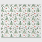 Watercolor Christmas Greenery Wrapping Paper Geschenkpapier (Flach)