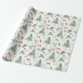 Watercolor Christmas Greenery Wrapping Paper Geschenkpapier (Ungerollt)