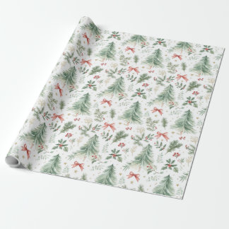 Watercolor Christmas Greenery Wrapping Paper Geschenkpapier