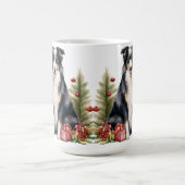 WATERCOLOR CHRISTMAS GRENZE COLLIE HUND KAFFEETASSE (Mittel)