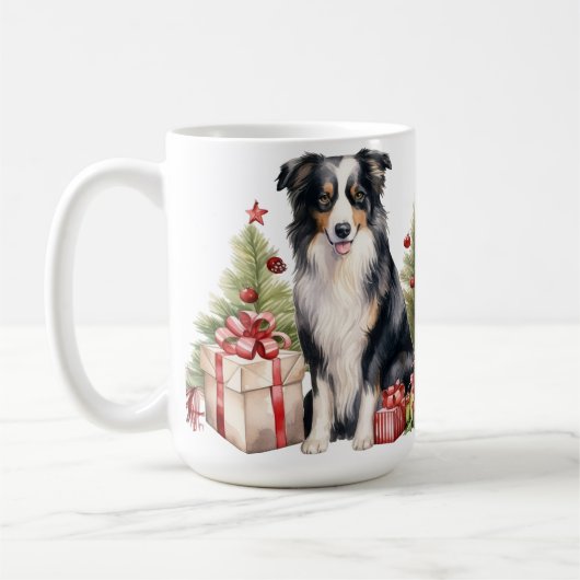 WATERCOLOR CHRISTMAS GRENZE COLLIE HUND KAFFEETASSE (Links)