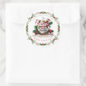 Watercolor Christmas Holiday Festive Mug Candy Runder Aufkleber (Tasche)