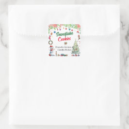 Watercolor Christmas Holiday From the Kitchen Quadratischer Aufkleber