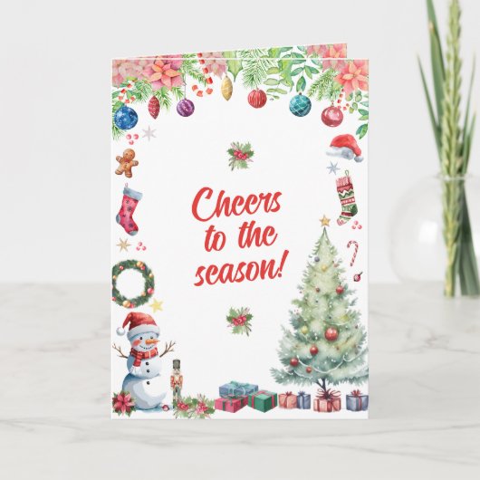 Watercolor Christmas Holiday Greeting Karte (Vorderseite)