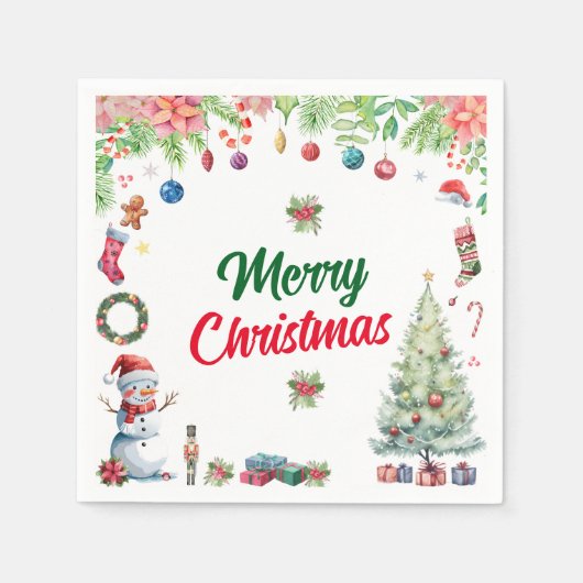 Watercolor Christmas Holiday Party Serviette (Vorderseite)
