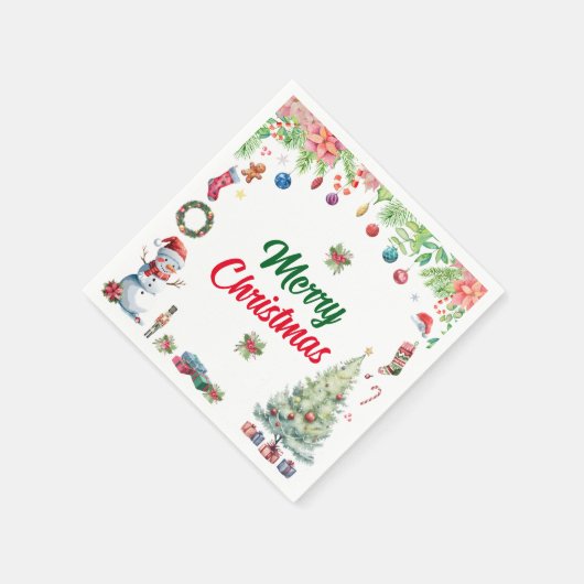 Watercolor Christmas Holiday Party Serviette (Ecke)