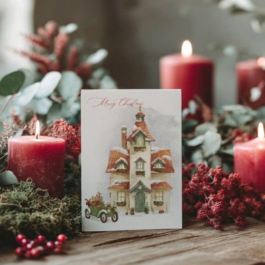 Watercolor Christmas Holidays Postcard Postkarte