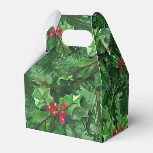 Watercolor Christmas Holly Berries Geschenkschachtel (Vorderseite)