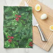Watercolor Christmas Holly Berries Geschirrtuch (Viertel Falte)
