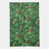 Watercolor Christmas Holly Berries Geschirrtuch (Vertikal)