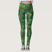 Watercolor Christmas Holly Berries Leggings (Vorderseite)