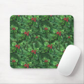 Watercolor Christmas Holly Berries Mousepad (Mit Mouse)