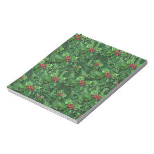 Watercolor Christmas Holly Berries Notizblock