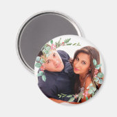 Watercolor Christmas Holly Jolly Couple Foto Magnet (Vorderseite/Rückseite)