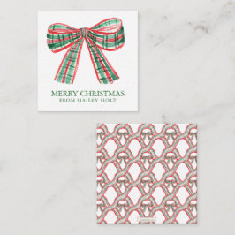 Watercolor Christmas Kariert Bow Enclosure Mitteilungskarte