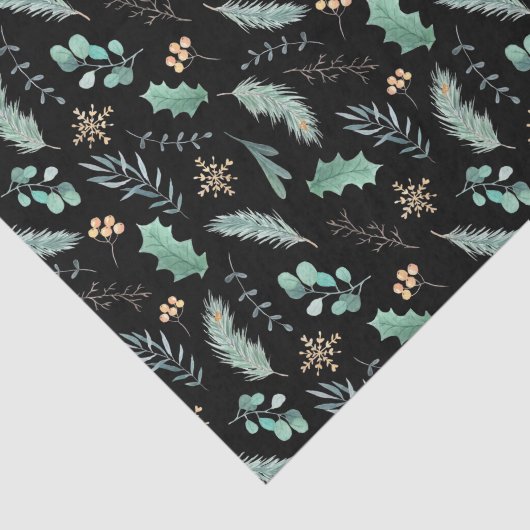 Watercolor Christmas Leaf Pattern Seidenpapier (Ausschnitt)