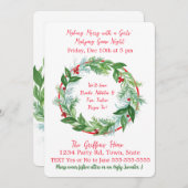 Watercolor Christmas MAHJONG Holiday Wreath L Einladung (Vorne/Hinten)