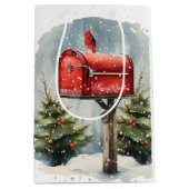 Watercolor Christmas Mailbox Mittlere Geschenktüte (Vorderseite)