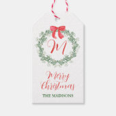 Watercolor Christmas Monogram Wreath Geschenkanhänger (Vorderseite)