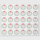 Watercolor Christmas Monogram Wreath Geschenkpapier (Flach)